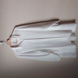 White Sheer Long Button Down
